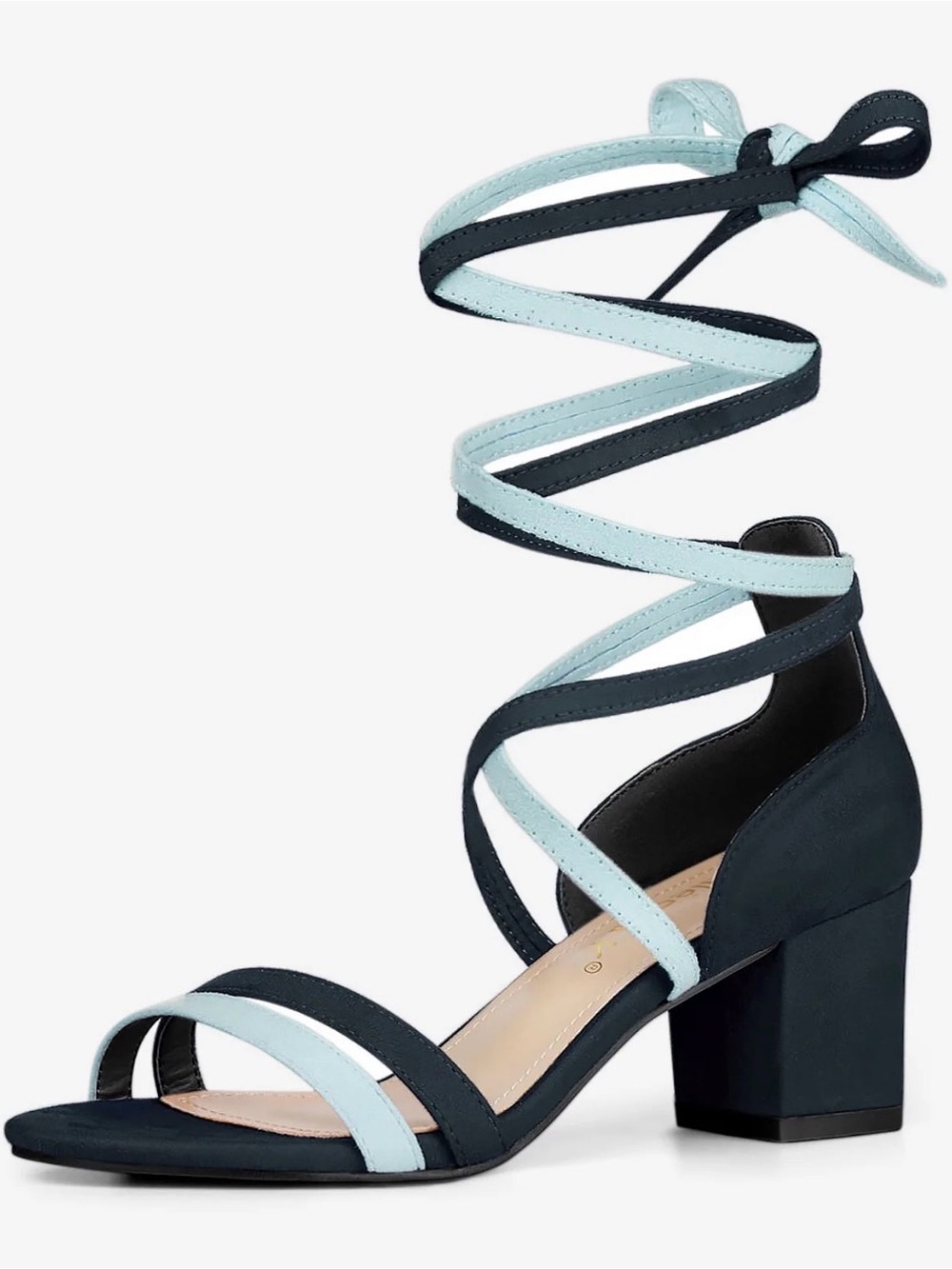 Allegra Open Toe Color Block Heel Lace Up Sandals